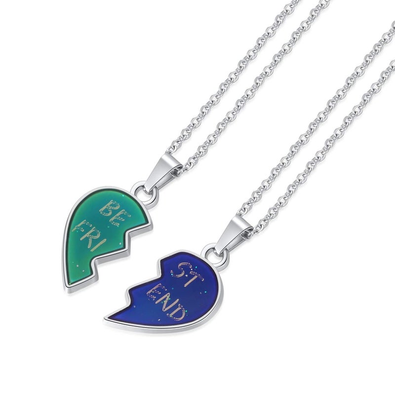 FM FM42 Temperature Sensing Color Changing Best Friend 2-Split Heart Pendant Necklace Set, Pack of 2 - Image 3